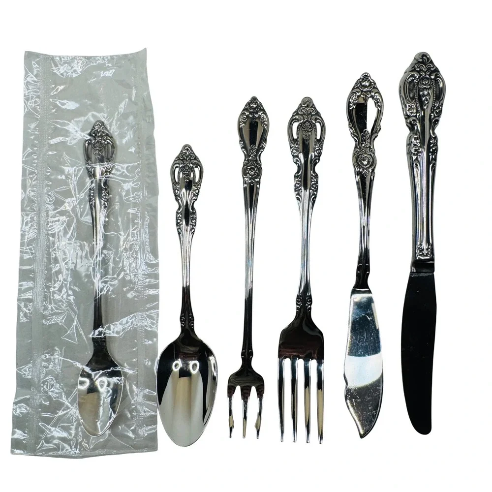 Oneida Plantation‎ Stainless Mixed Serving Utensils Lot 6 Rose Floral Flatware